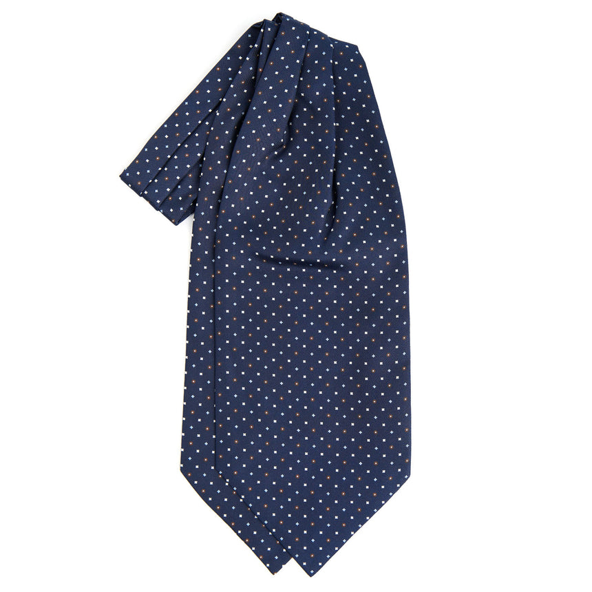 DARK BLUE SILK ASCOT TIE