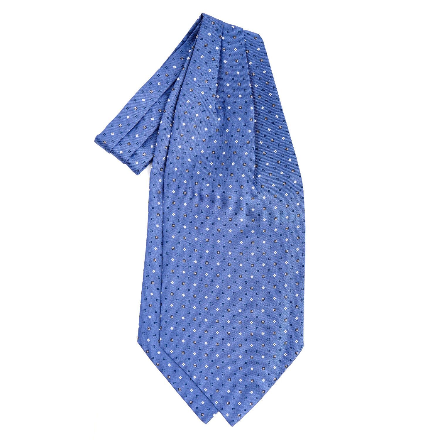 Powder Blue Silk Ascot Tie - Small Flower Pattern – E.Marinella