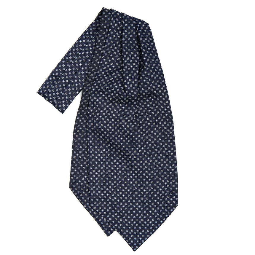 DARK BLUE SILK ASCOT TIE