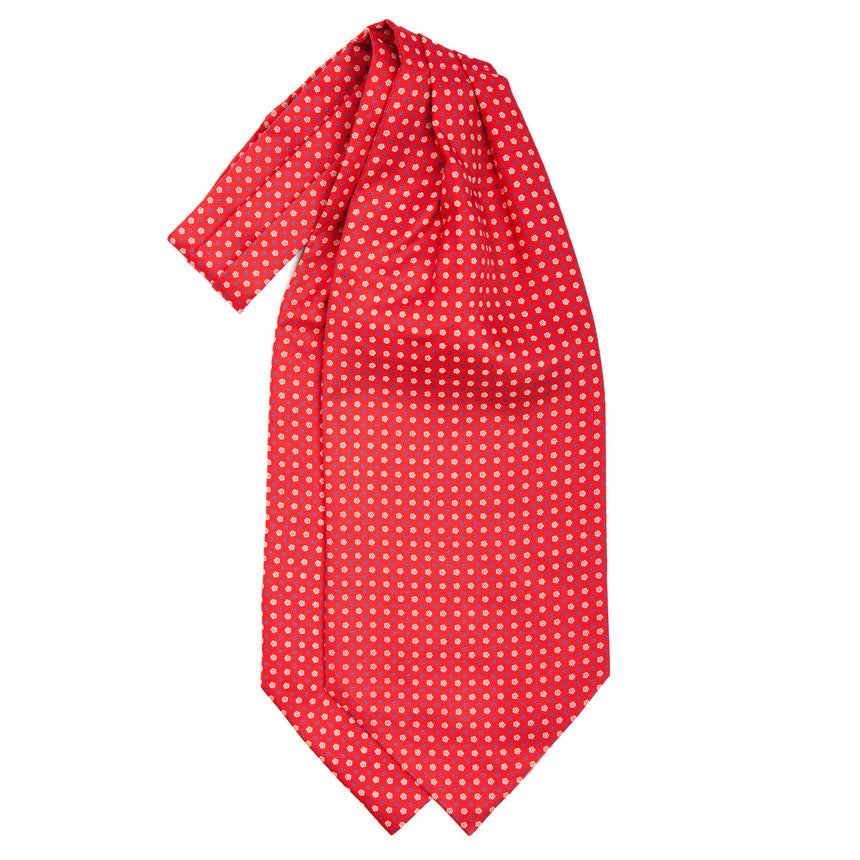 RED SILK ASCOT TIE