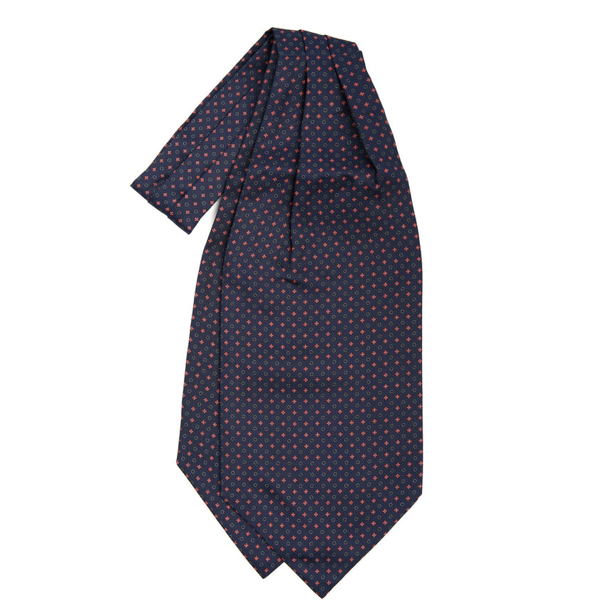 DARK BLUE SILK ASCOT TIE