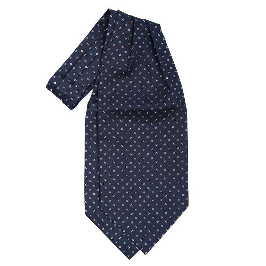 DARK BLUE SILK ASCOT TIE