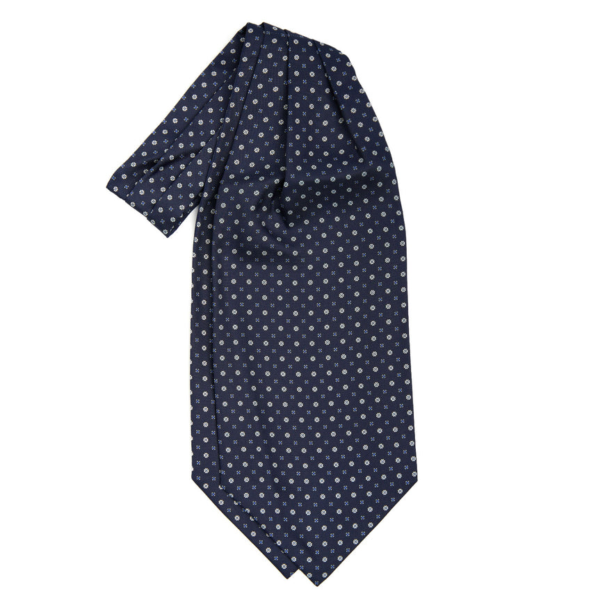 DARK BLUE SILK ASCOT TIE
