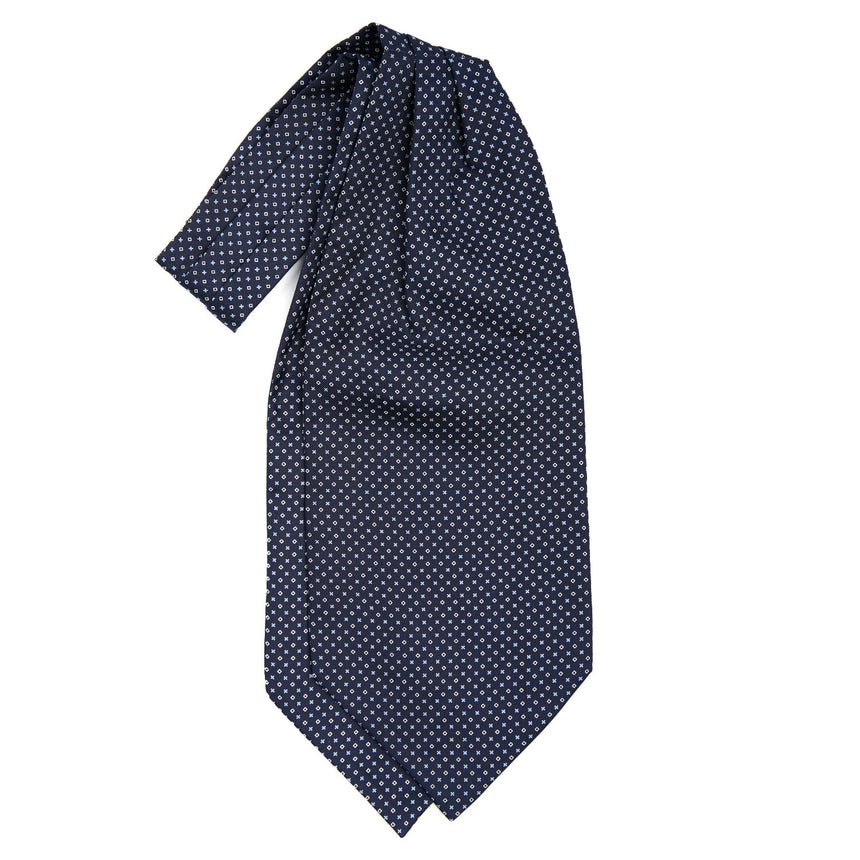 DARK BLUE SILK ASCOT TIE