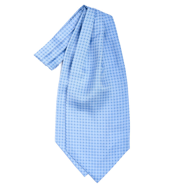 light_blue_silk_ascot_tie_small_flower_pattern_fabric_pattern_detail