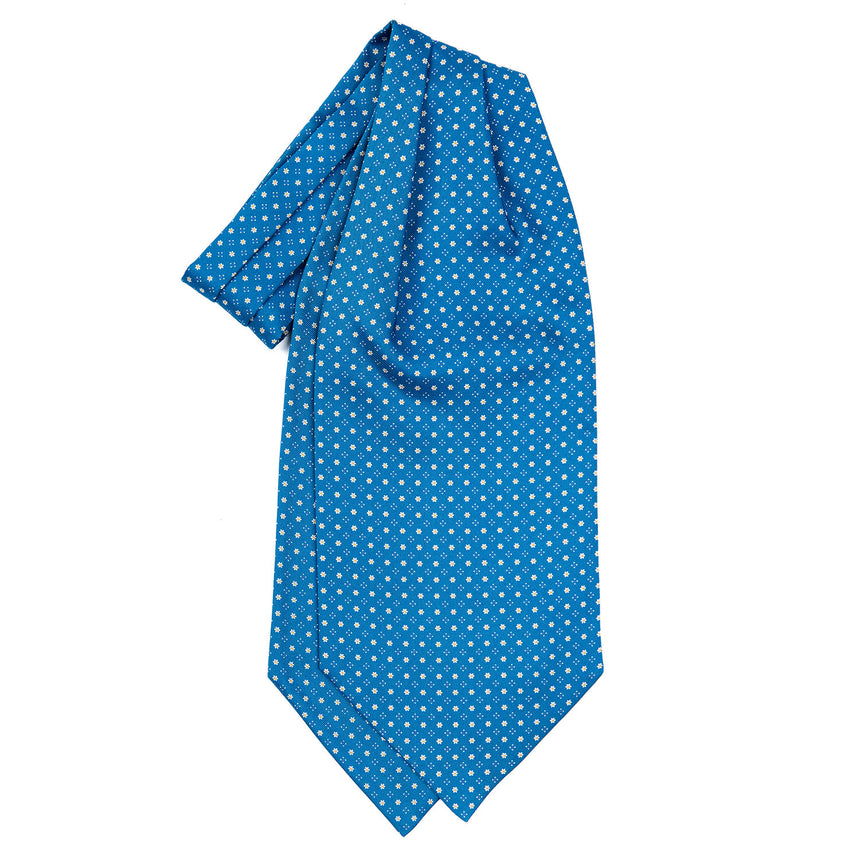 CRAVATTA ASCOT IN SETA BLU MEDIO