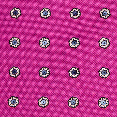fuchsia_silk_ascot_tie_small_flower_pattern_fabric_pattern_detail
