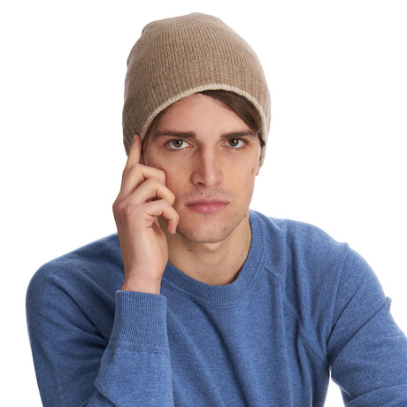 BERRETTO BICOLORE BIANCO E CAMMELLO