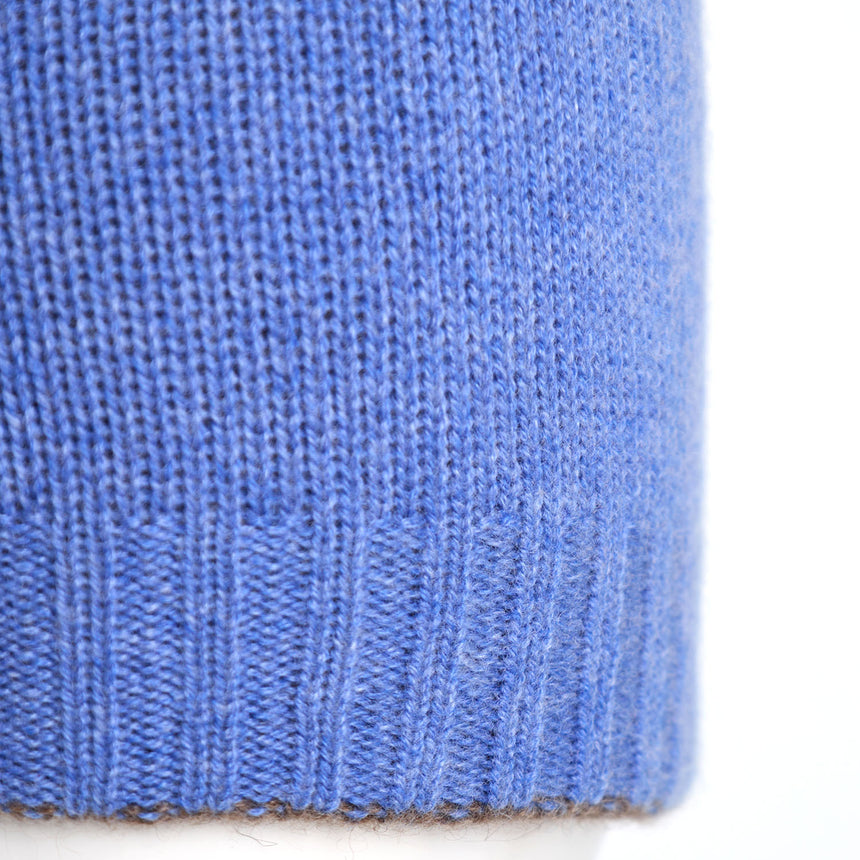 POWDER BLUE AND BROWN BICOLOR BEANIE