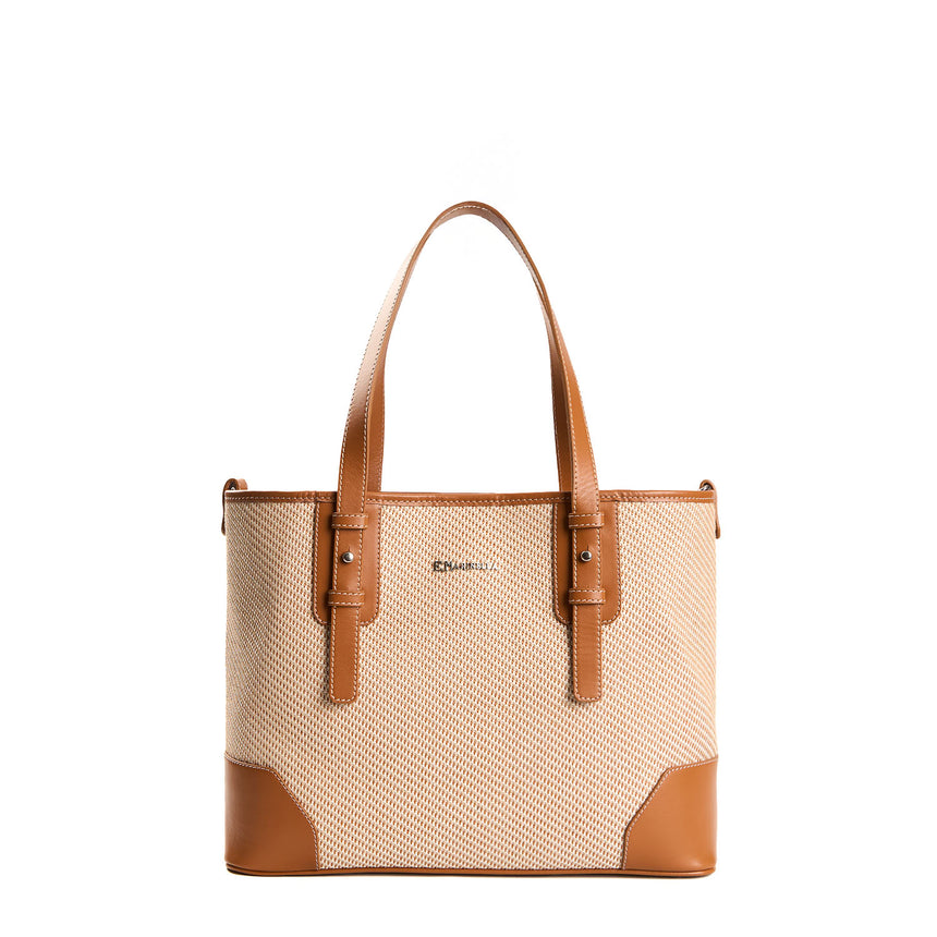 LIGHT BROWN MIDI TOTE BAG