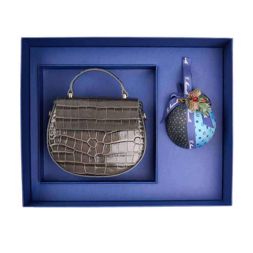 CHRISTMAS BOX WITH GREY MINI CLEO BAG