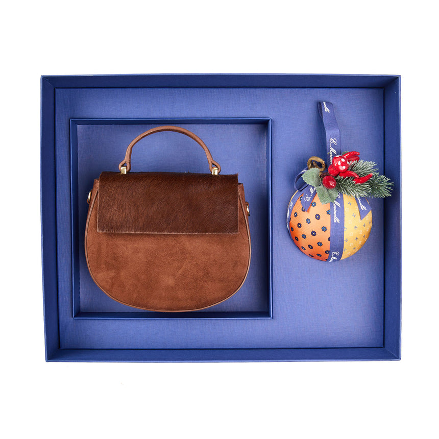 CHRISTMAS BOX WITH BROWN MINI CLEO BAG