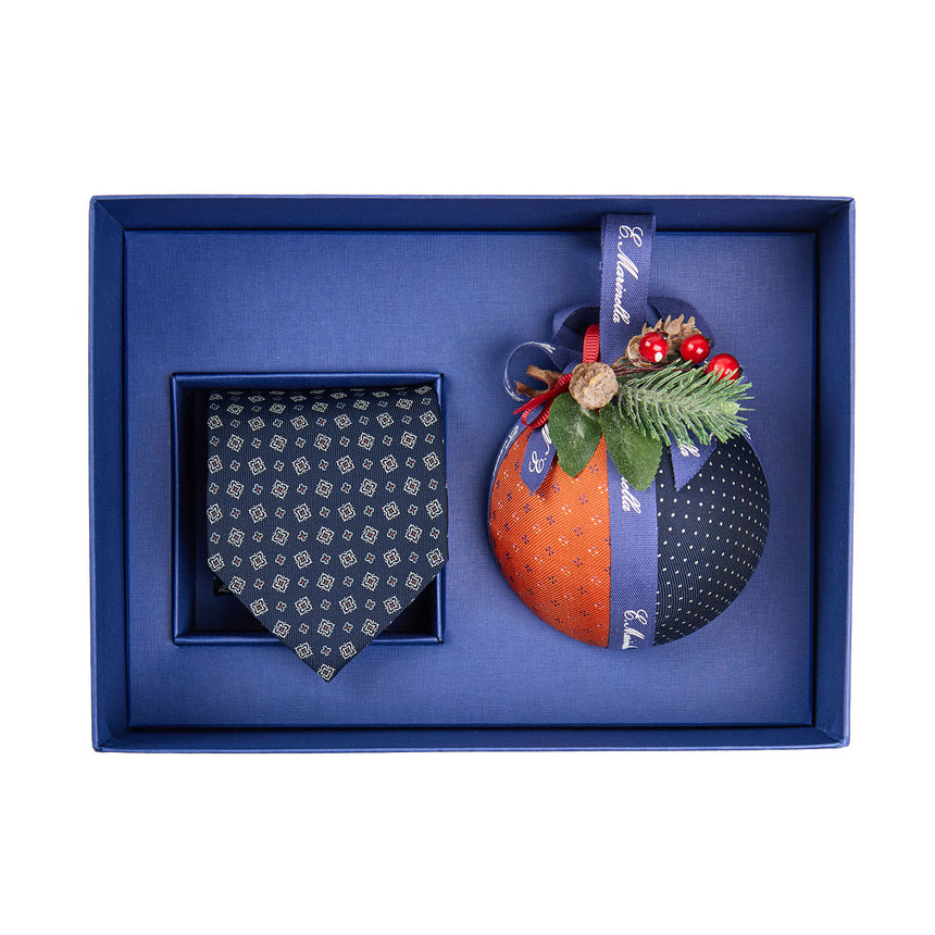 BOX DI NATALE CON CRAVATTA CLASSICA BLU SCURO
