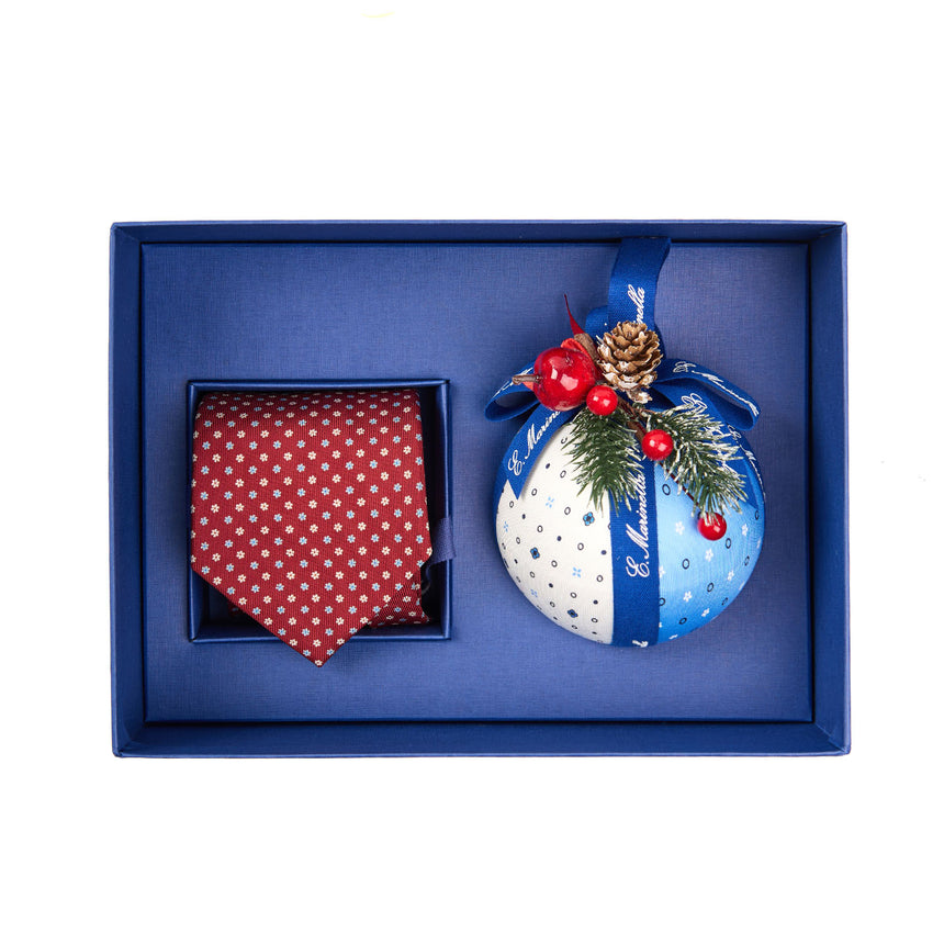 CHRISTMAS BOX WITH BURGUNDY CLASSIC TIE