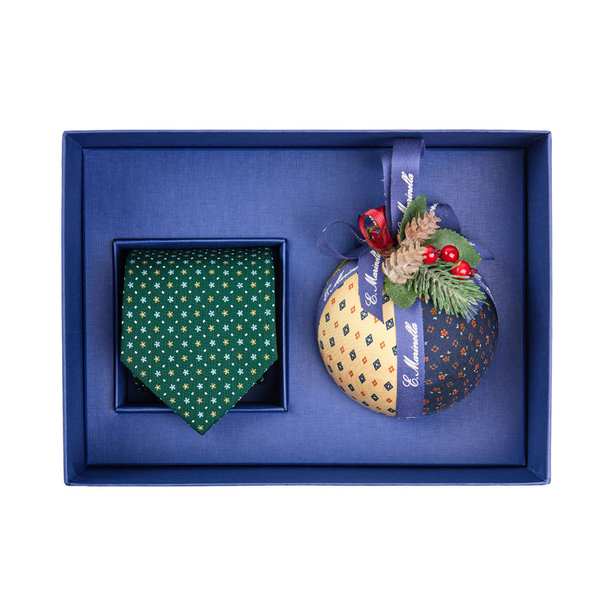 BOX DI NATALE CON CRAVATTA CLASSICA VERDE SCURO