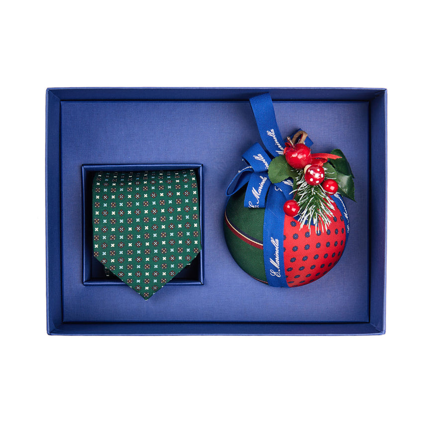 BOX DI NATALE CON CRAVATTA CLASSICA VERDE SCURO