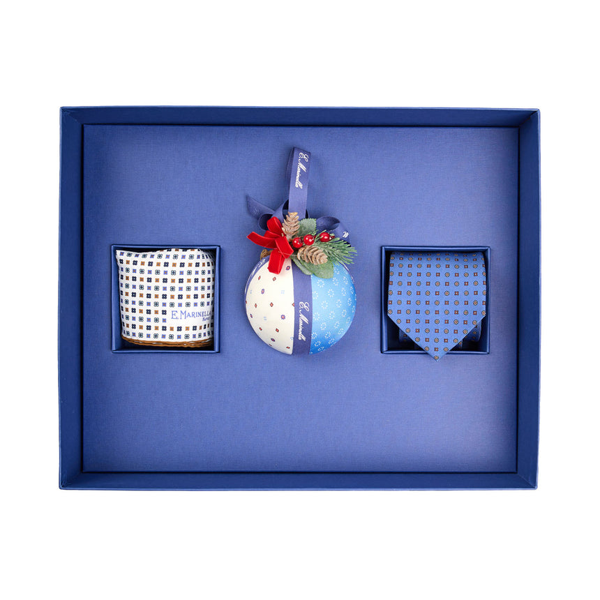 CHRISTMAS BOX POWDER BLUE TIE AND WHITE POCKET SQUARE
