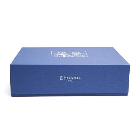 BOX DI NATALE CON CRAVATTA BLU SCURO E POCHETTE BIANCA