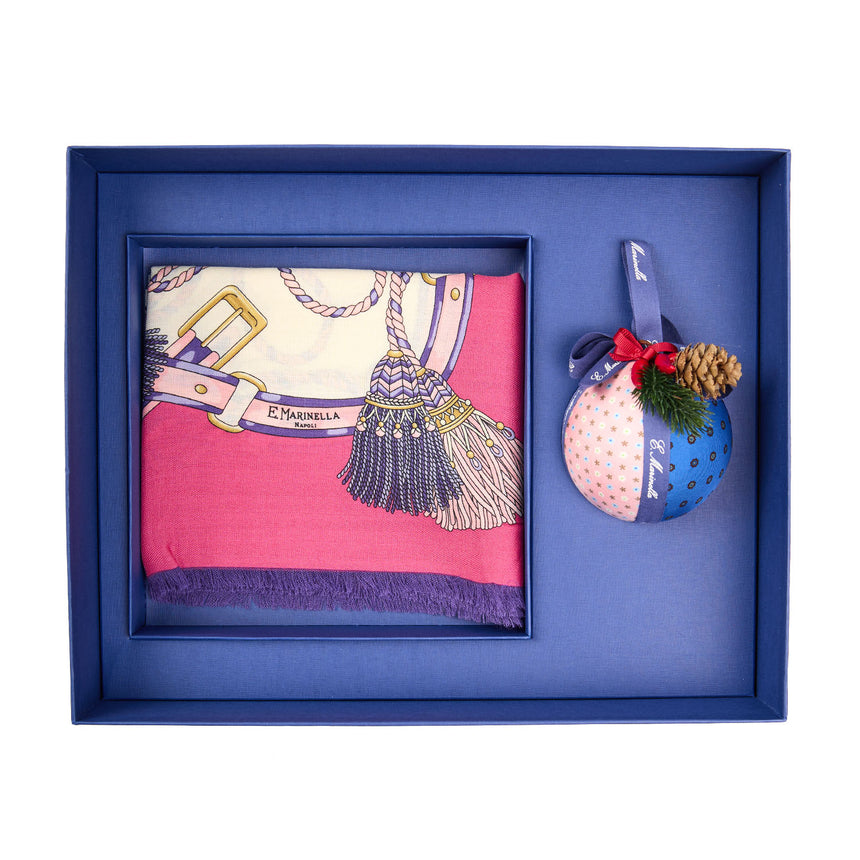 CHRISTMAS BOX WITH PINK STOLE 115 IN WOOL, SILK AND CASHMERE