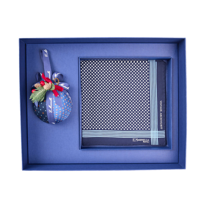 CHRISTMAS BOX WITH DARK BLUE POCKET SQUARE