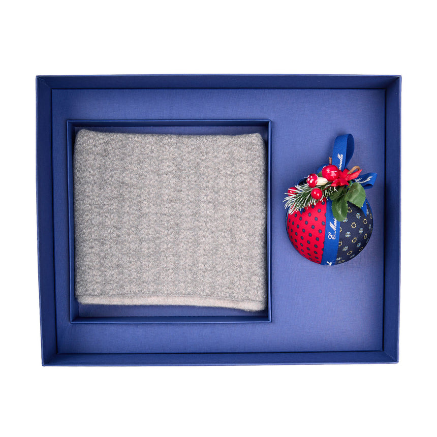 BOX DI NATALE CON SCALDACOLLO GRIGIO CHIARO IN CASHMERE
