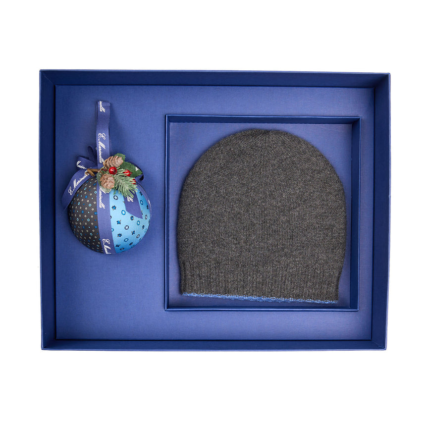 CHRISTMAS BOX WITH GREY CASHMERE BEANIE
