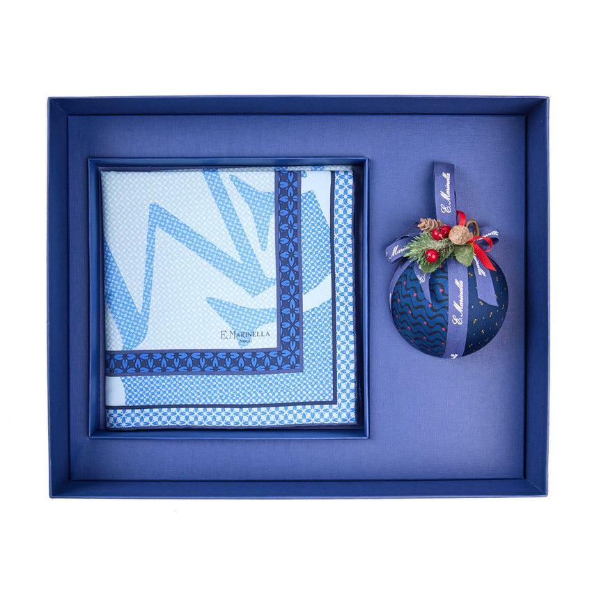 CHRISTMAS BOX WITH BLUE SCARF 90