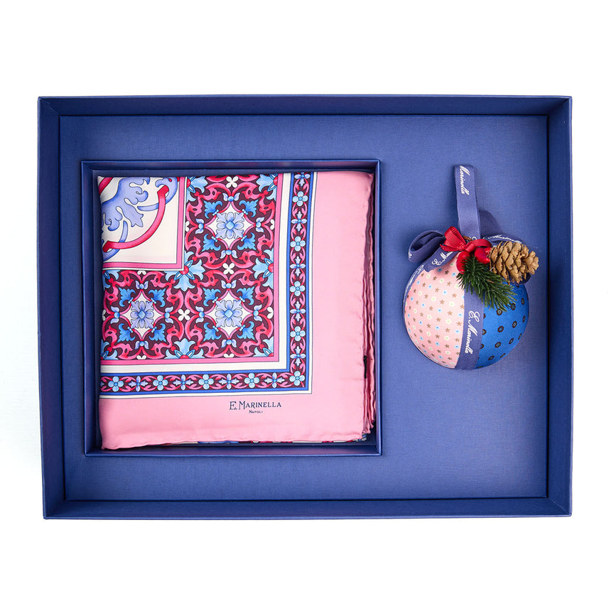 BOX DI NATALE CON FOULARD 90 ROSA