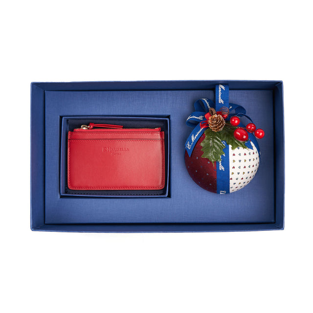 Zipper Wallet Box, Portacarte con Zip e Pallina di Natale