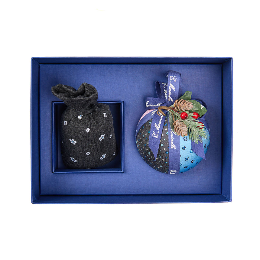 BOX DI NATALE CON CALZINO GRIGIO SCURO