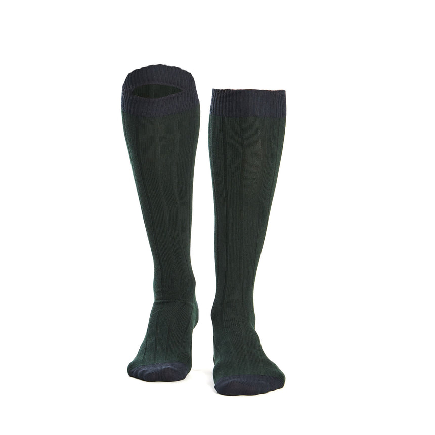 LONG BICOLOR GREEN AND BLUE COTTON SOCKS