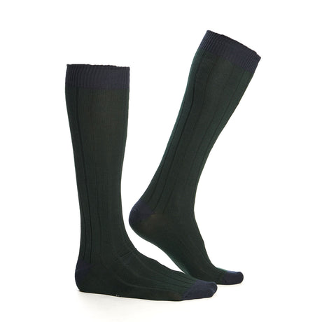 LONG BICOLOR GREEN AND BLUE COTTON SOCKS