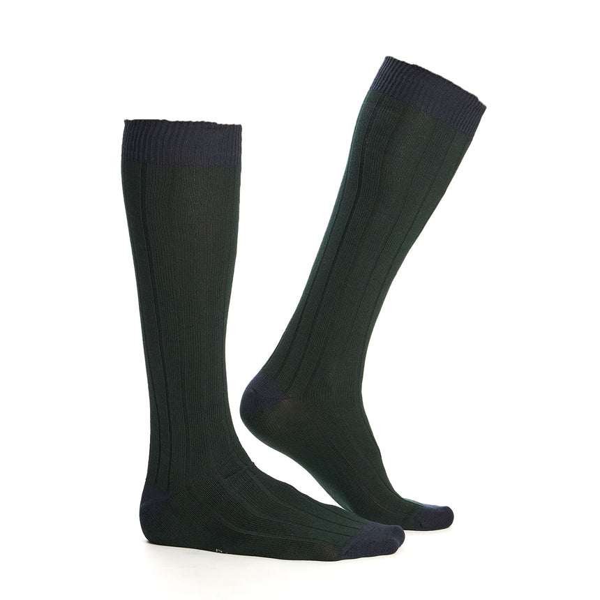 LONG BICOLOR GREEN AND BLUE COTTON SOCKS