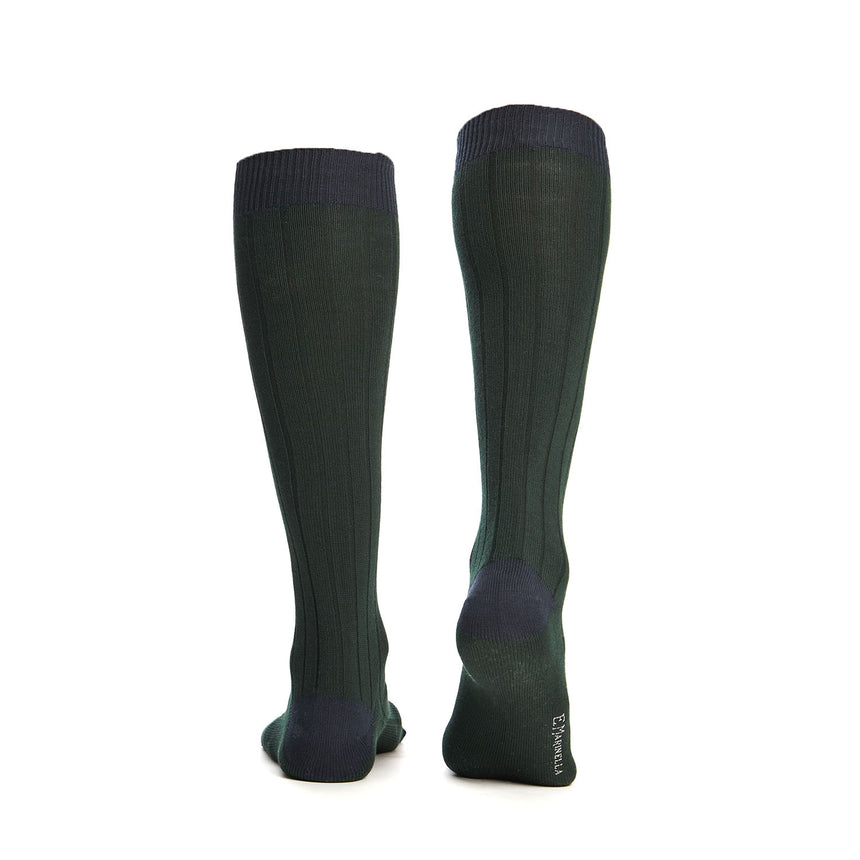 LONG BICOLOR GREEN AND BLUE COTTON SOCKS
