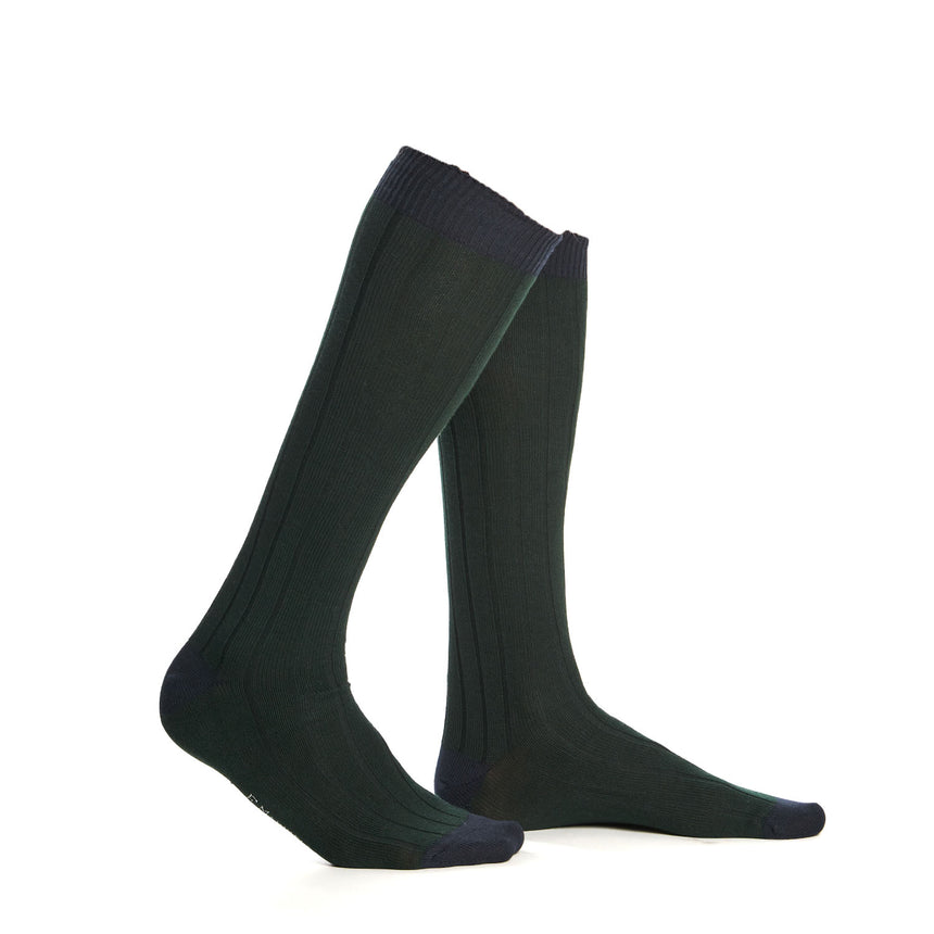 LONG BICOLOR GREEN AND BLUE COTTON SOCKS