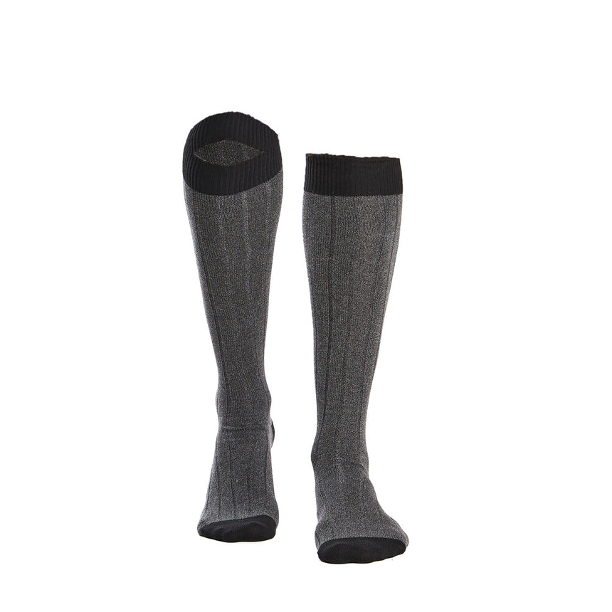 LONG GREY AND BLACK BICOLOR COTTON SOCKS