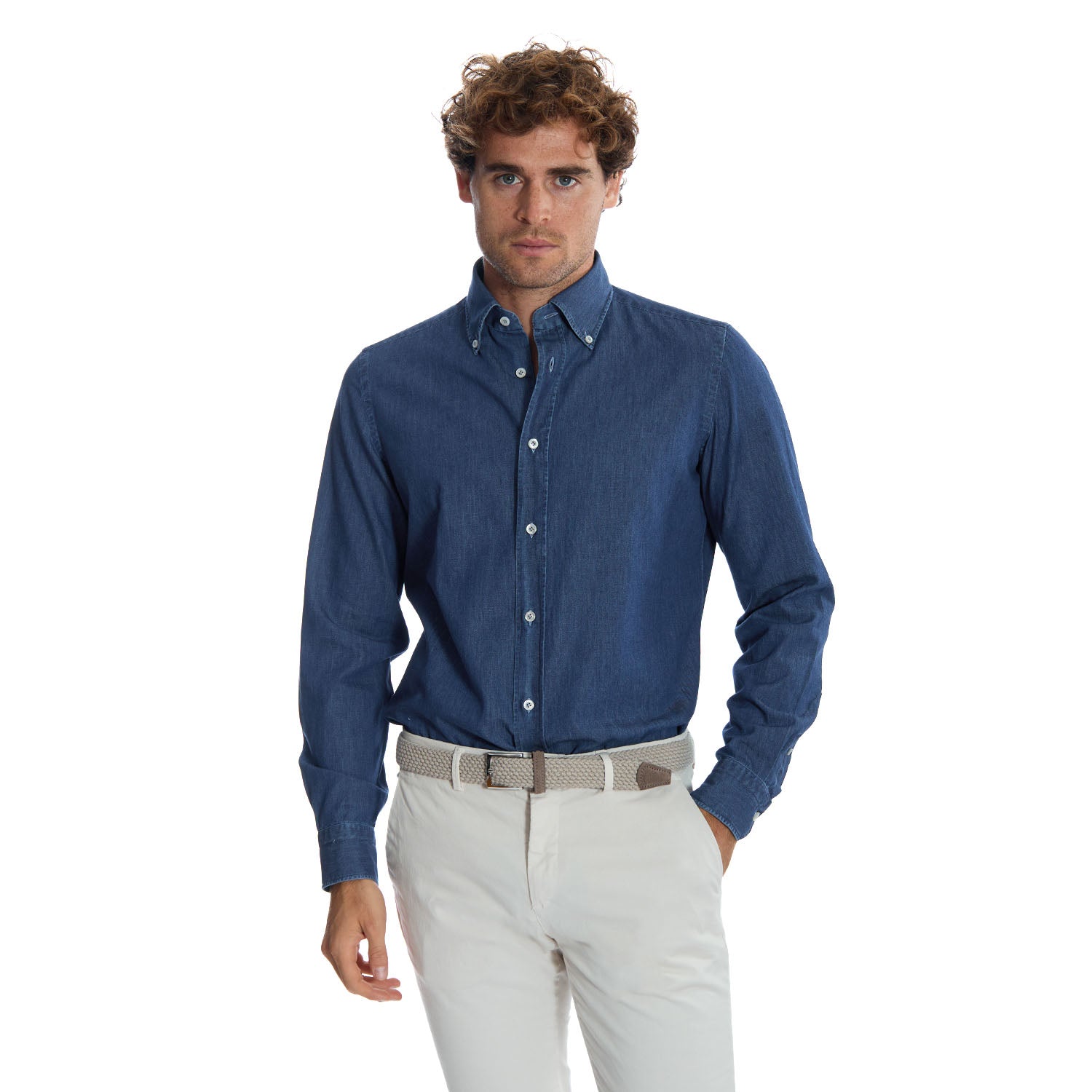 Camicia Henley Uomo Manica Corta - Tinta Unita Con Bottoni A Contrasto, Morbida In Cotone E Spandex, Taglia L, Colore Z-Blu Navy