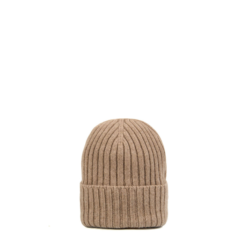 BROWN RIBBED BEANIE