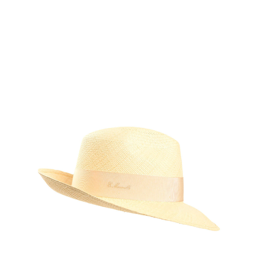 PANAMA AMEDEO MODEL WITH LIGHT BLUE SILK DETAILS, 55 CM