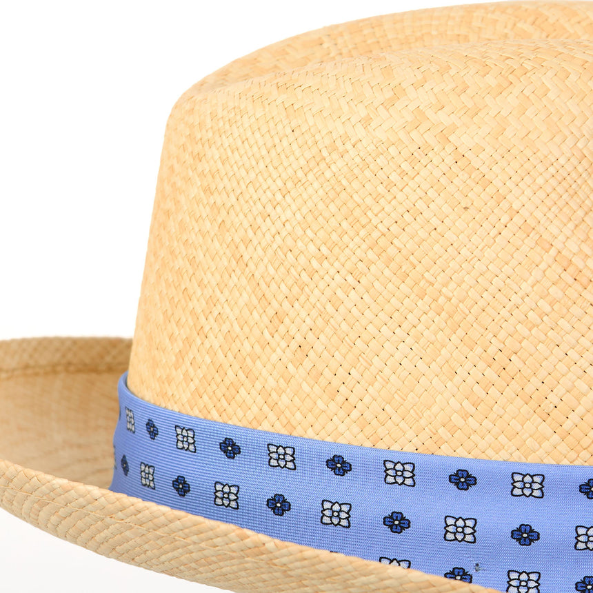 PANAMA FEDERICO MODEL WITH LIGHT BLUE SILK BAND, 57 CM