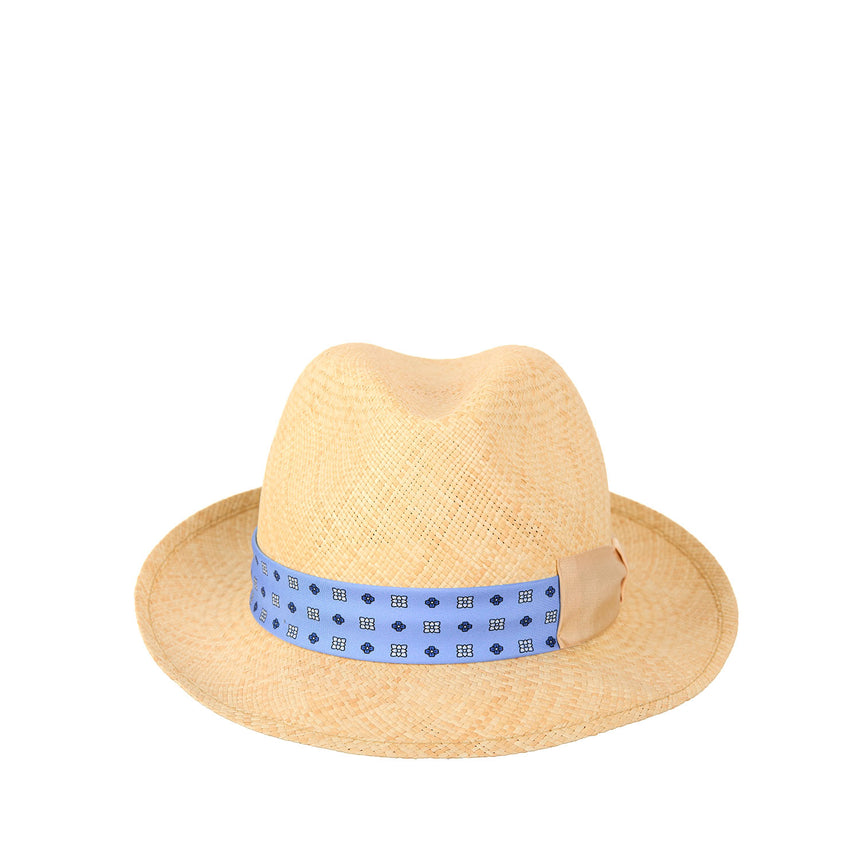 PANAMA FEDERICO MODEL WITH LIGHT BLUE SILK BAND, 57 CM