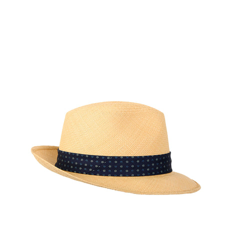 PANAMA MODELLO FEDERICO CON CINTA IN SETA BLU SCURO, 59 CM