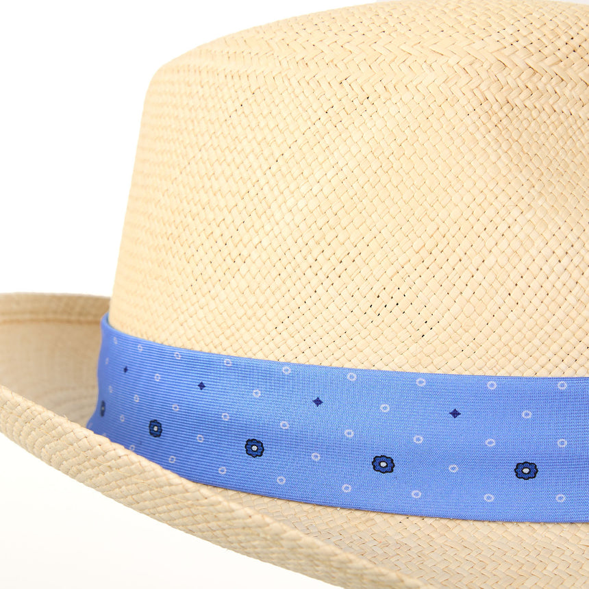 PANAMA FEDERICO MODEL WITH LIGHT BLUE SILK BAND, 57 CM