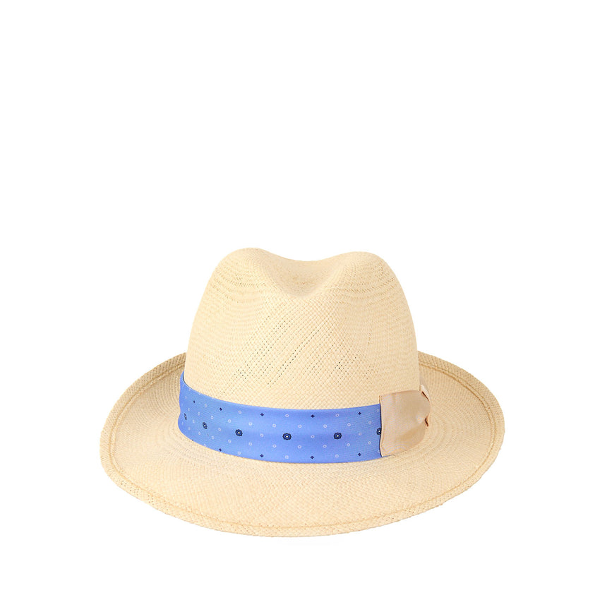 PANAMA FEDERICO MODEL WITH LIGHT BLUE SILK BAND, 57 CM