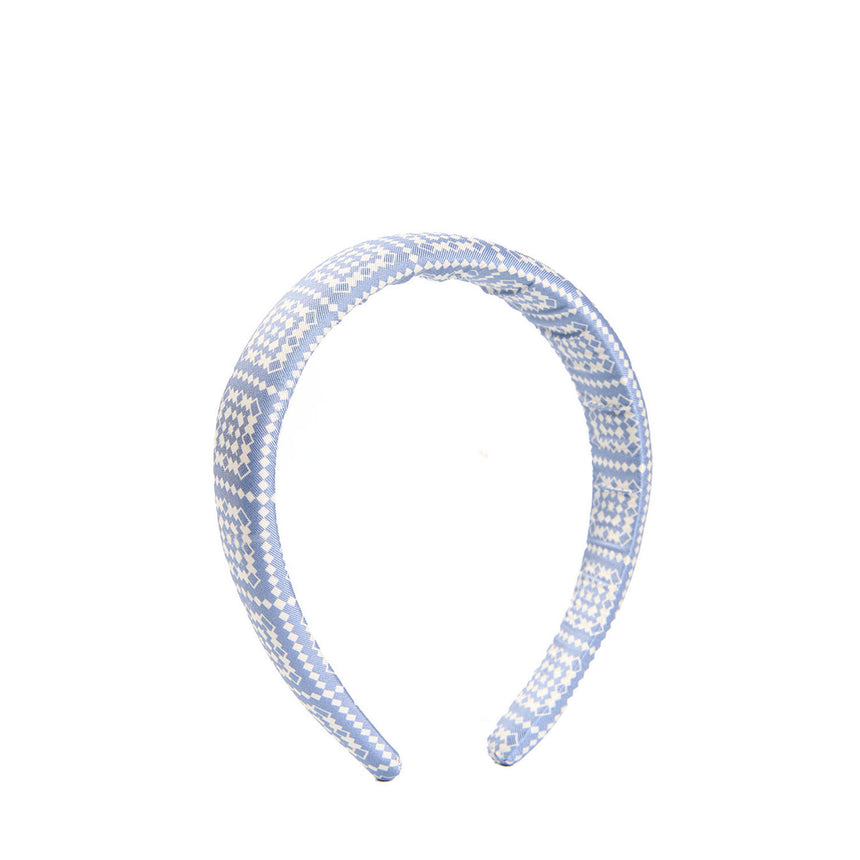 CERCHIETTO IN TWILL DI SETA AZZURRO POLVERE