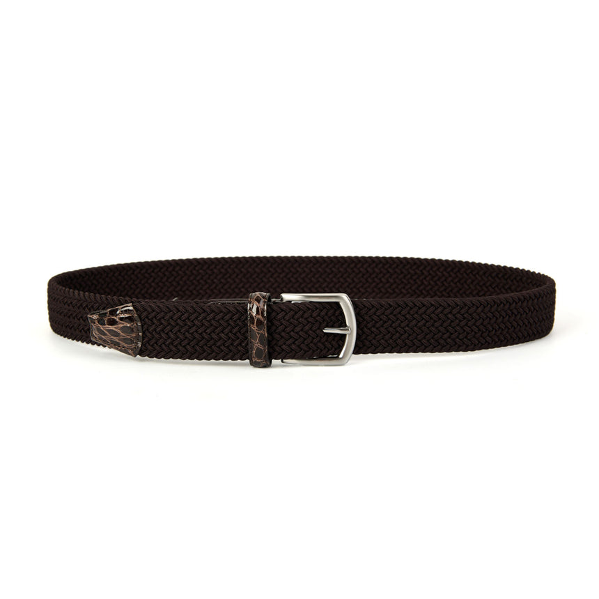 DARK BROWN WOVEN STRETCH BELT