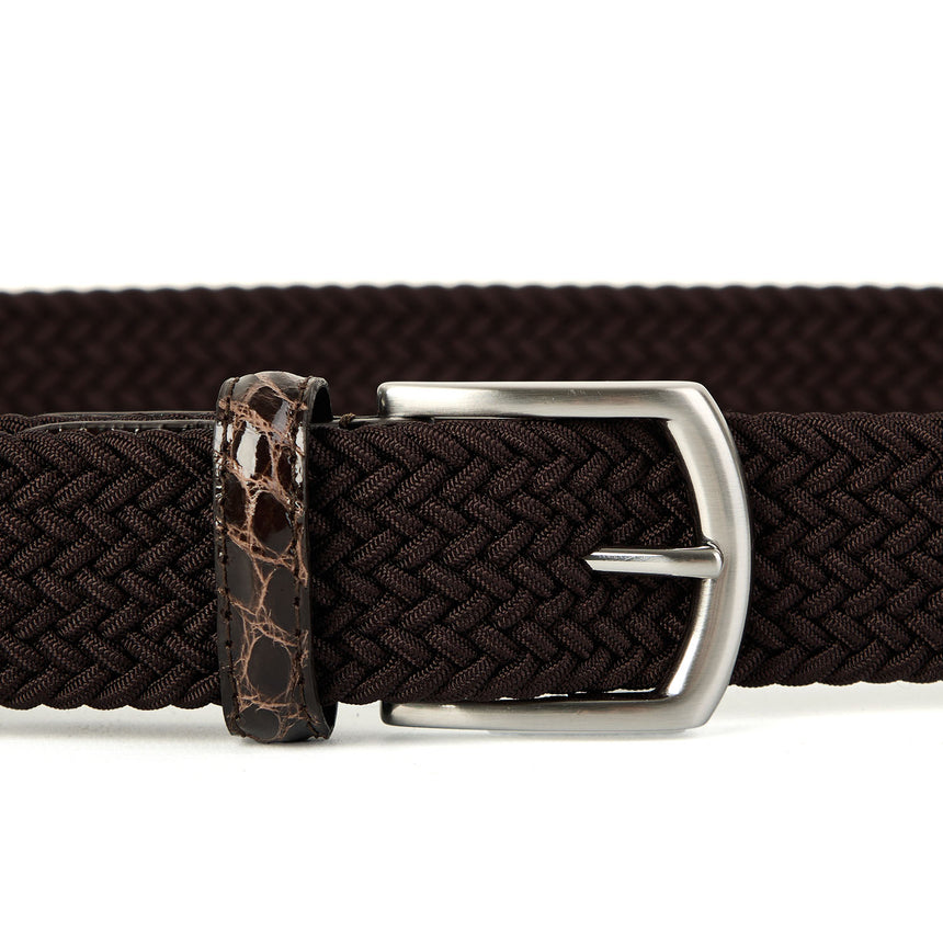 DARK BROWN WOVEN STRETCH BELT