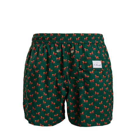 DARK GREEN SWIM SHORTS "CAVALLUCCIO ROSSO"