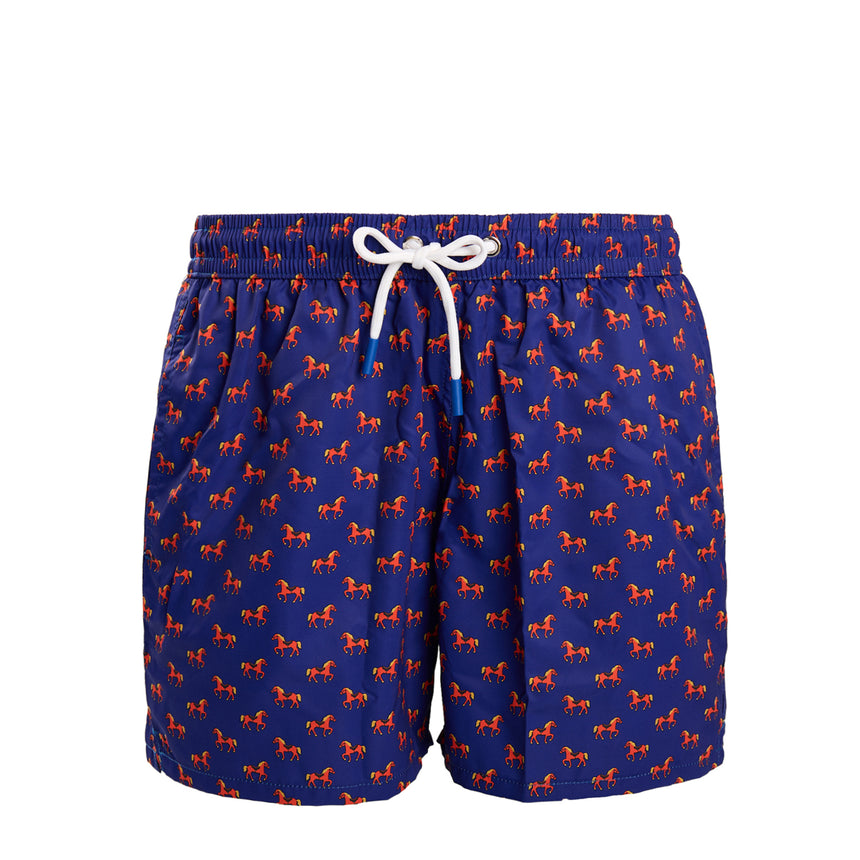 DARK BLUE SWIM SHORTS "CAVALLUCCIO ROSSO"