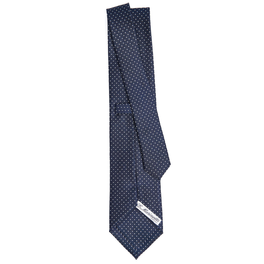 dark_blue_sartorial_classic_silk_tie_polka_dot_pattern_full_back_view